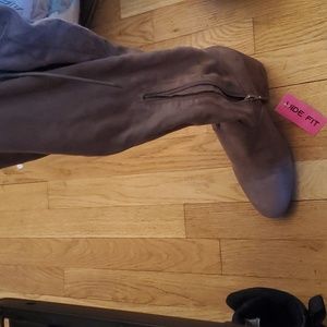 Fashion Nova Taupe Wide Calf Boots